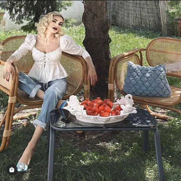 NWT BROCK COLLECTION X H&M COLLABORATION WHITE TIE FRONT LONG SLEEVE TOP SZ XXL - Picture 1 of 9